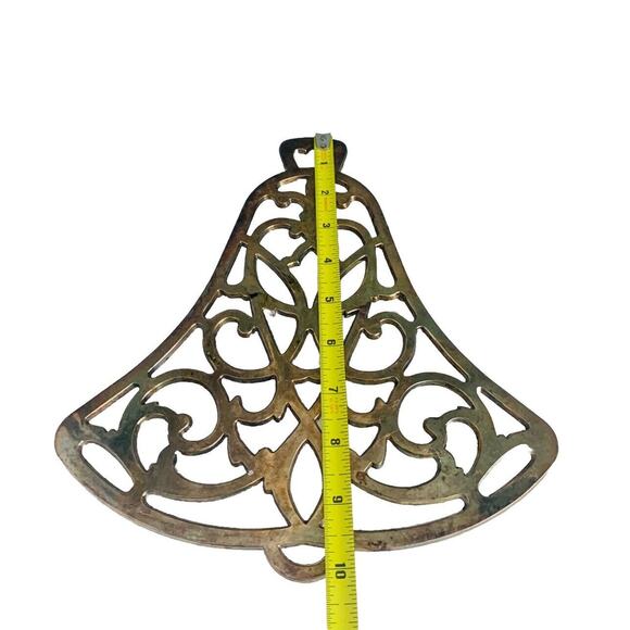 Vintage William A. Rogers Gold Plated Patina Christmas Bell Trivet Holiday Decor - Picture 3 of 10